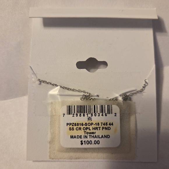 NWT GIANI BERNINI Sterling Silver Cubic Zirconia Opal Heart Necklace Gorgeous ! - Picture 2 of 2